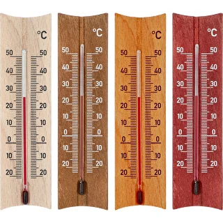 Dřevěný pokojový teploměr (-20 až +50 °C), 15 cm, mix