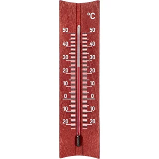 Pokojový dřevěný teploměr (-20 do +50°C), barva mahagonu, 15 cm