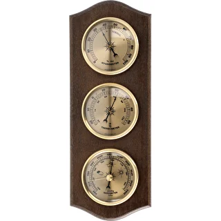 Retro meteorologická stanice - barva wenge se zlatými ciferníky