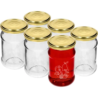 Sklenice TO 300ml s potiskem - mix ovoce a víčko fi66/4 - 6 ks.