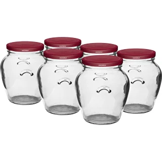 Sklenice Amfora 580 ml (fi 82) s bordovým víčkem 6 ks