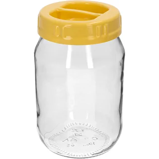 Sklenice TO 1,7 l se žlutým plastovým víčkem s úchytem, Ø 100 mm, 1 ks.