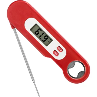 Elektronický kulinářský teploměr se skládací sondou (-50/+300℃), červený