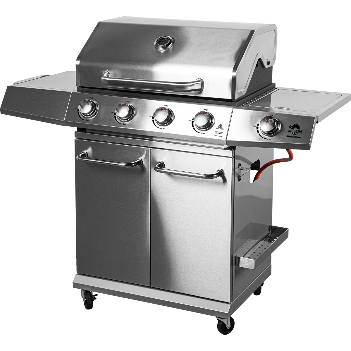 Plynový gril dragON BBQ201, 18,8 kW, stříbrný