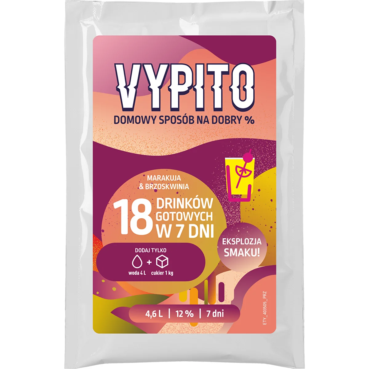 VYPITO 12%, sáček na 18 drinků – Marakuja-Broskev, 126 g