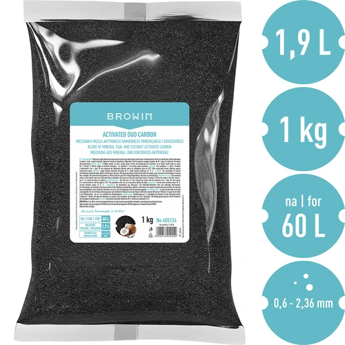 Activated Duo Carbon – směs aktivního minerálního (kamenného) a kokosového uhlí, 1 kg, na 60 l - 3