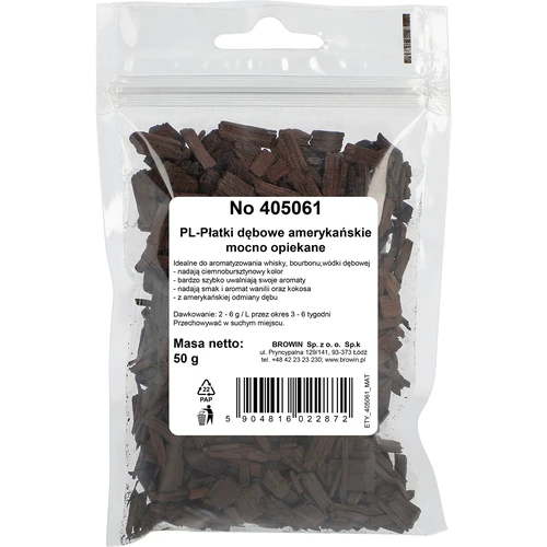 Americké dubové vločky silně opékané, 50 g - 2