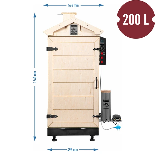 Bezrámečná udírna dragON PLYWOOD NATURE s digitálním ovladačem, 200L - 8