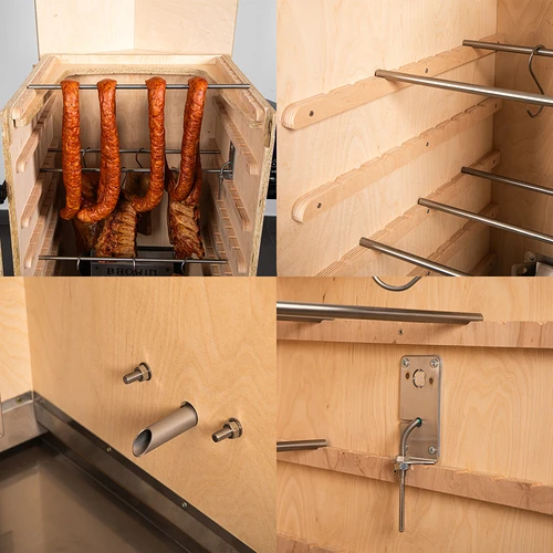 Bezrámová udírna dragON PLYWOOD NATURE s digitální řídicí jednotkou, 200 l - 5