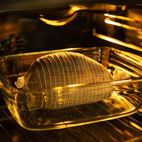 Bílá uzenářská síťka o rozměrech 12,5 cm x 5 m, s tepelnou odolností do 220°C - typ B - 6