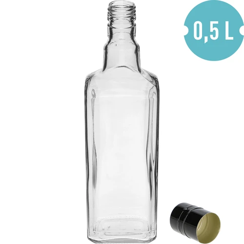 Dekorativní láhev TYNKTURA 0,5 l s dlouhým černým šroubovacím uzávěrem, průměr 28 mm, 1 ks - 2