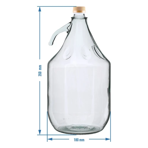 Demižon 5 L Dama s uzávěrem - bez košíku - 4