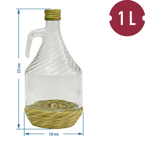 Demižon Dama 1L v opletu, se šroubovacím uzávěrem - 2
