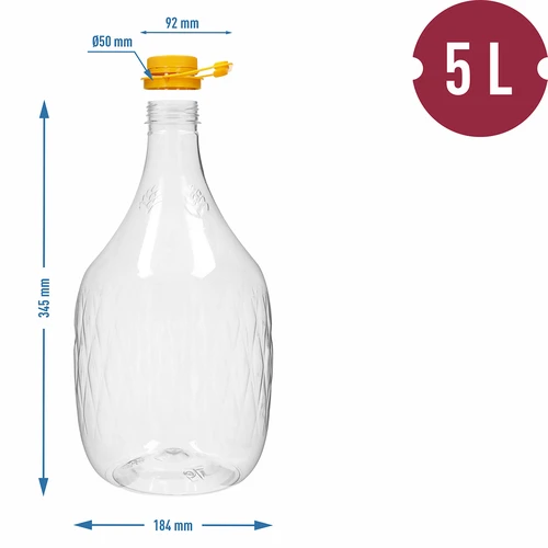 Demižon Dama 5 l PET, se šroubovacím uzávěrem a držadlem - 4