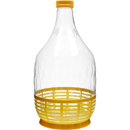 Demižon Dama 5 L PET, se šroubovacím uzávěrem a košíčkem