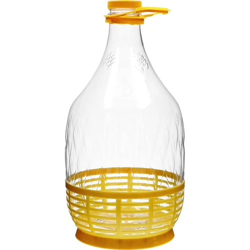 Demižon Dama 5 l PET, se šroubovacím uzávěrem, rukojetí a košíčkem