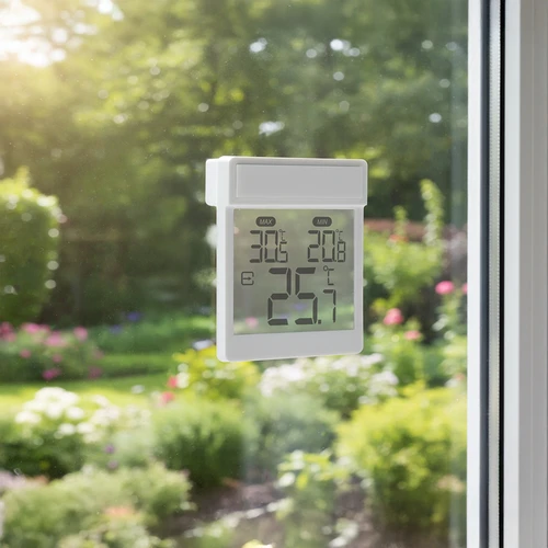 Digitální venkovní teploměr na okno, samolepicí, značky Soens - 9