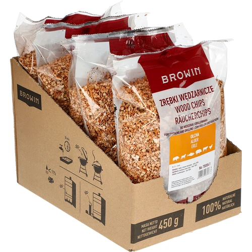 Dřevěné štěpky na uzení/grilování, olše, 450 g, tř. 2 - 2