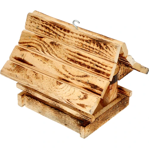 Dřevěný krmítko pro ptáky, opalované, horský domek - 3