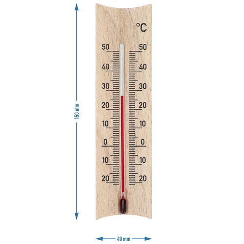 Dřevěný pokojový teploměr (-20 až +50°C), 15 cm, mix - 6