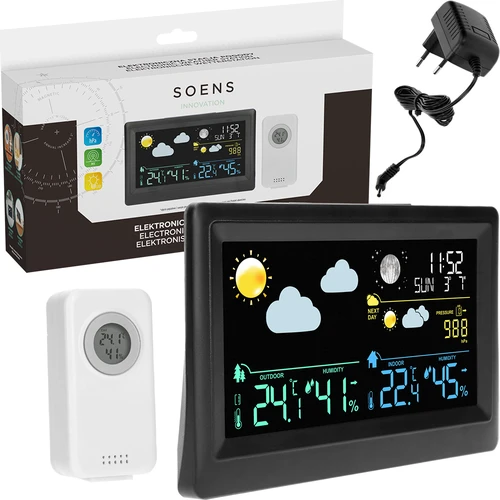 Elektronická meteorologická stanice – bezdrátová, se senzorem, černá - 7