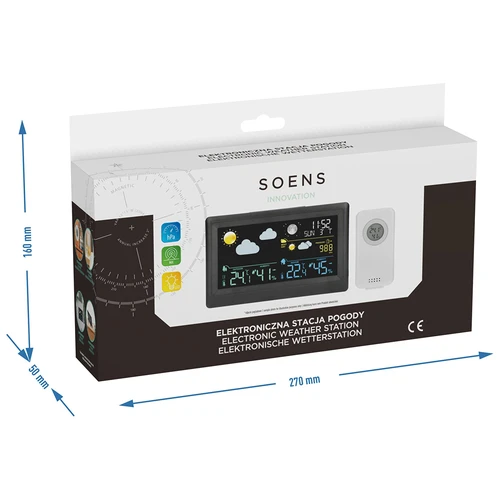 Elektronická meteorologická stanice – bezdrátová, se senzorem, černá - 14