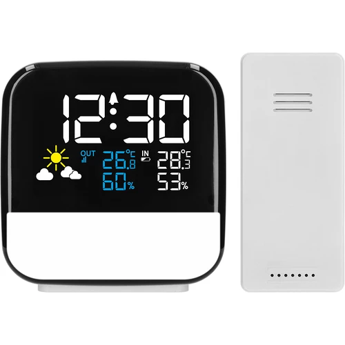 Elektronická meteorologická stanice Soens – s bezdrátovým čidlem, budíkem a lampičkou - 2