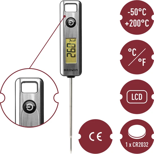 Elektronický kuchyňský teploměr, LCD (-50°C do +200°C) - 5
