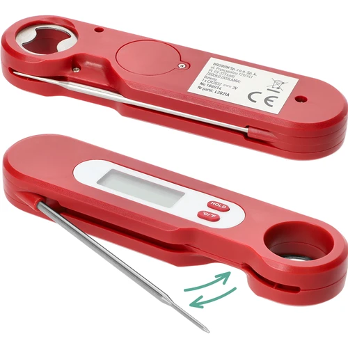 Elektronický kulinářský teploměr se skládací sondou (-50/+300℃), červený - 4