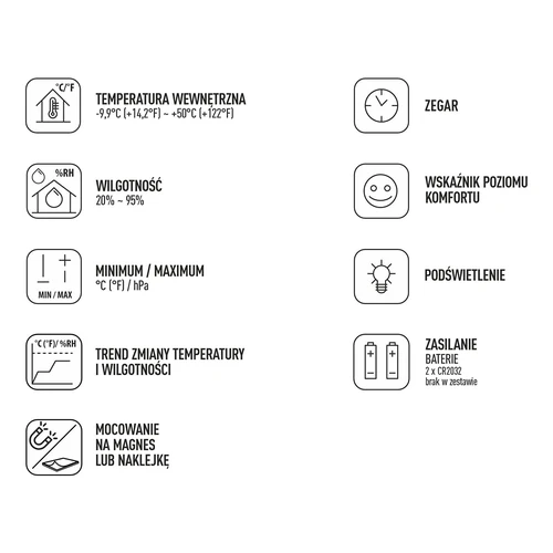 Elektronický pokojový teploměr, černý - 13
