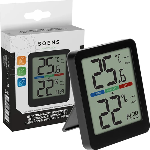 Elektronický pokojový teploměr, černý - 8