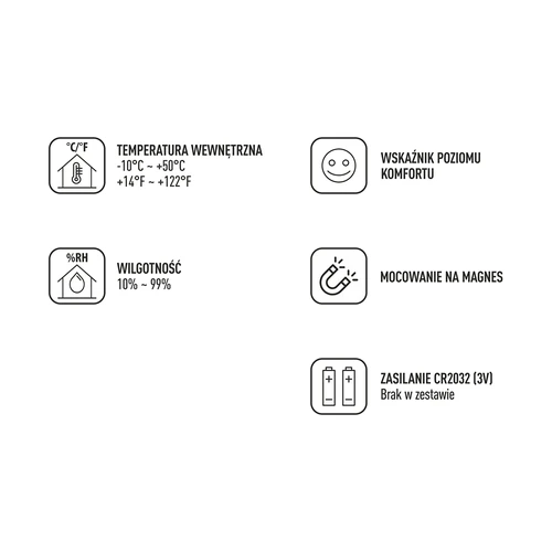 Elektronický teploměr s indikátorem komfortu, bílý - 9