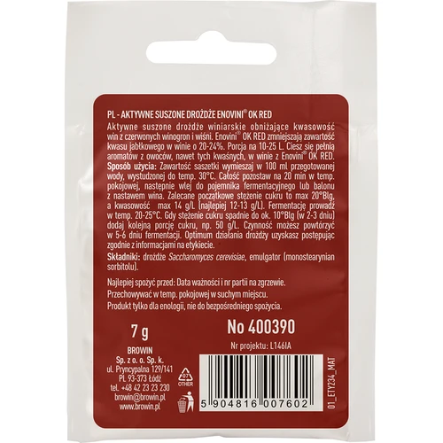 Enovini® OK RED - vinařské kvasnice snižující kyselost 7 g - 2