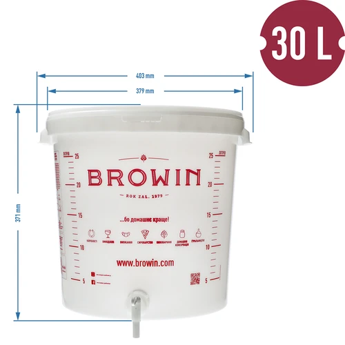 Fermentační nádoba 30 L s víkem, kohoutkem a trubičkou UA - 14