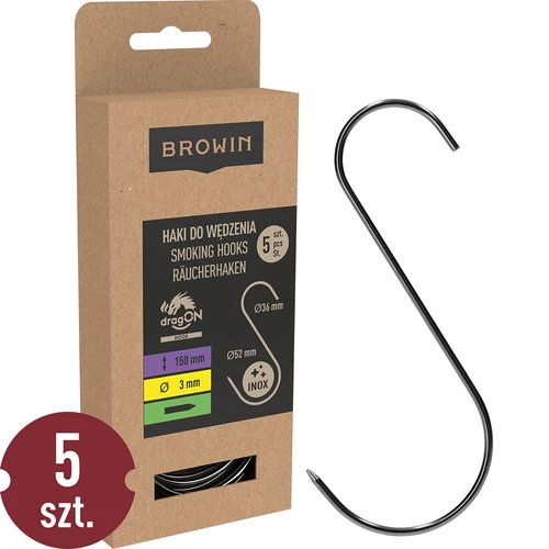 Háčky na uzení – S, ostřené 3 mm × 150 mm, 5 ks