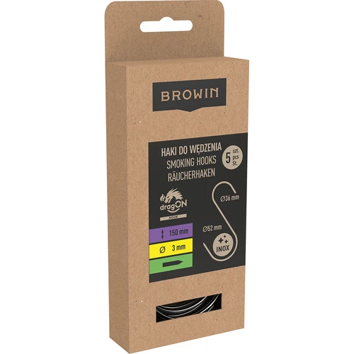 Háčky na uzení - S, ostřené 3mm x 150mm 5 ks. - 3