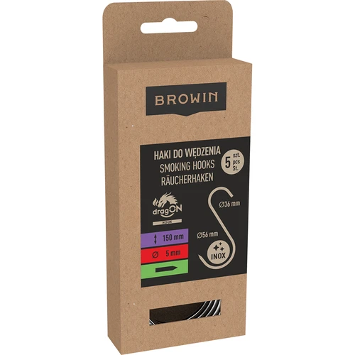 Háčky na uzení - S, ostřené 5mm x 150mm 5 ks. - 3