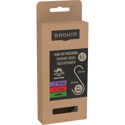 Háčky na uzení – S, seříznuté pod 45°, 5 mm x 150 mm, 5 ks - 3