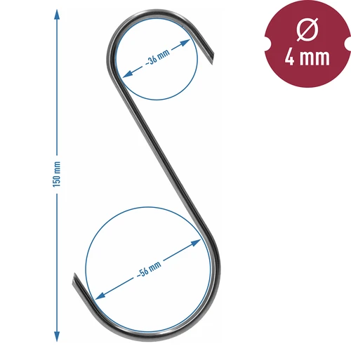 Háky do udírny – S, seříznuté 45°, 4 mm x 150 mm, 5 ks - 6