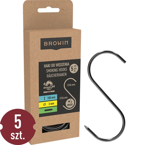 Háky na uzení – S, ostřené, 3 mm x 100 mm, 5 ks