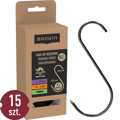 Háky na uzení – S, ostřené 4 mm × 150 mm, 15 ks