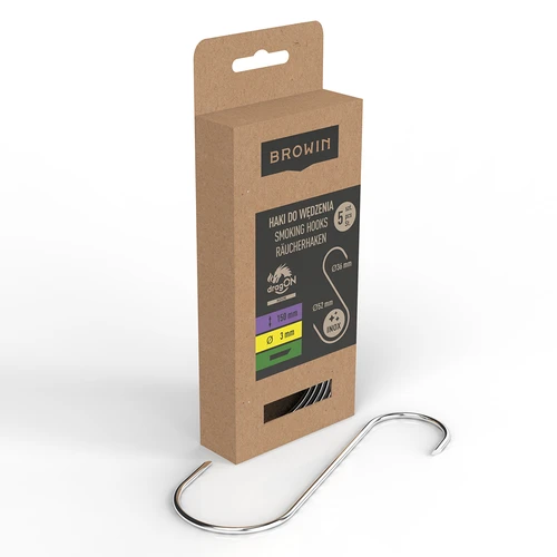 Háky na uzení – tvar S, seříznuté 45°, 3 mm x 150 mm, 5 ks - 2