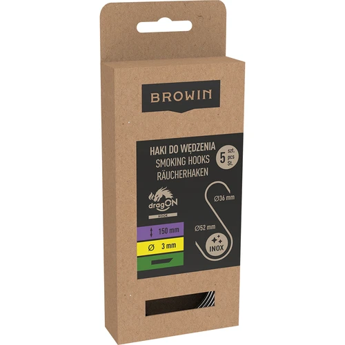 Háky na uzení – tvar S, seříznuté 45°, 3 mm x 150 mm, 5 ks - 3