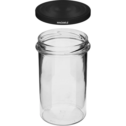 Jednoduchá sklenice 545ml (fi 82) - s černým víčkem, 6 ks - 4