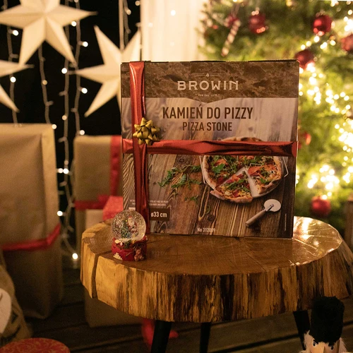 Kámen na pizzu s držadlem a nožem, z kordieritu, kulatý 33 cm - 19