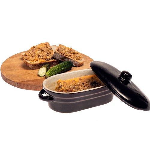 Kamenina - hrnec na sádlo, podlouhlý s pokličkou 0,75L - 3