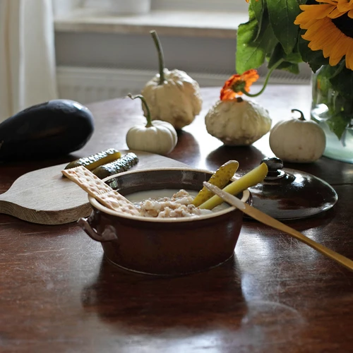 Keramika - hrnec 800ml na sádlo s poklicí - 2