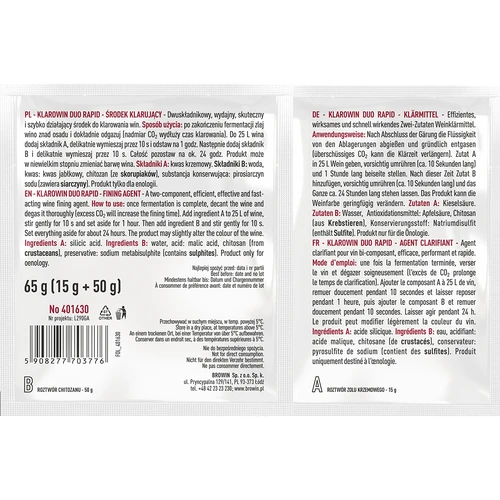 Klarowin Duo Rapid - chitosan + křemelina, 65 g - 2