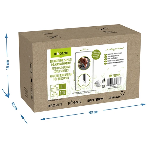 Kolíky pro agrofólii typu U nerezové - 100 ks. - 8