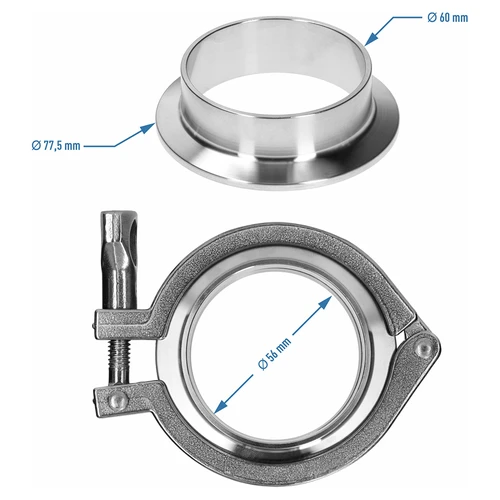 Kompletní spojka Tri-Clamp 77,5 x 60 mm - 5